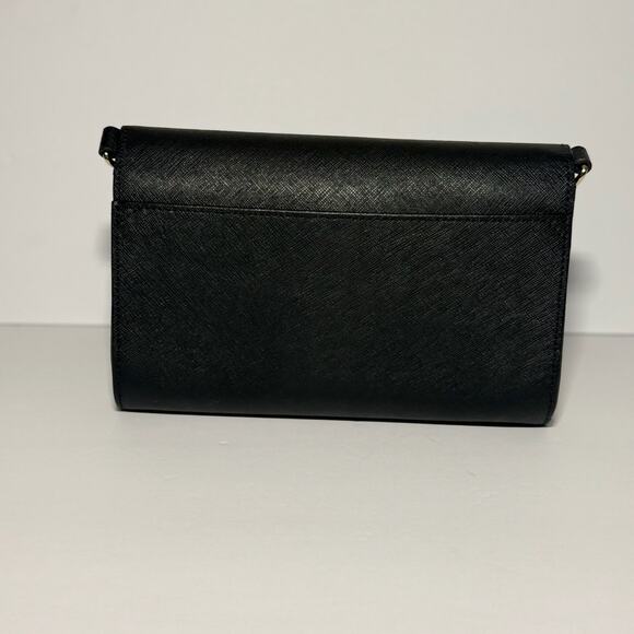 👜 Brooks Brothers Black Leather Crossbody Purse Shoulder Bag Saffiano Leather - Picture 3 of 7